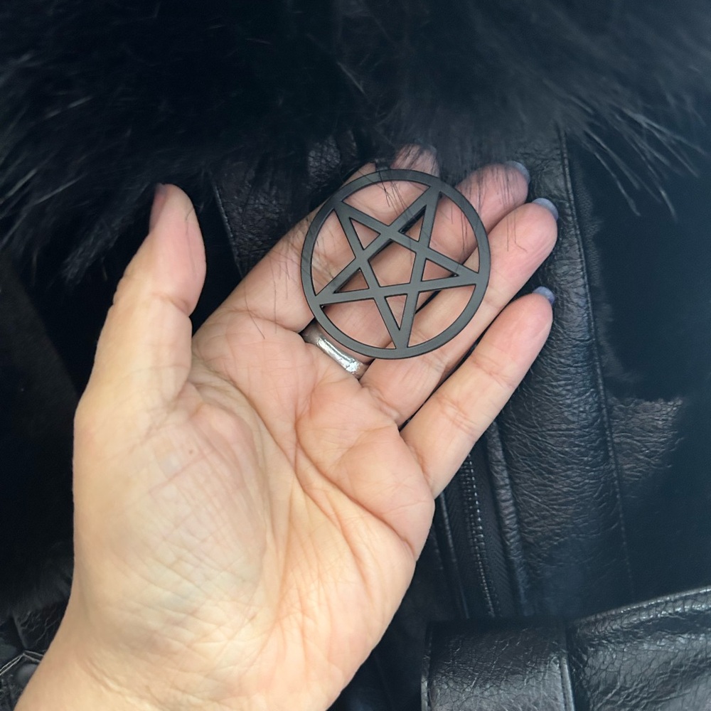 Killstar - Black Faux Fur Trim Gothic Coat with Buckle Details - Picture 2 of 5